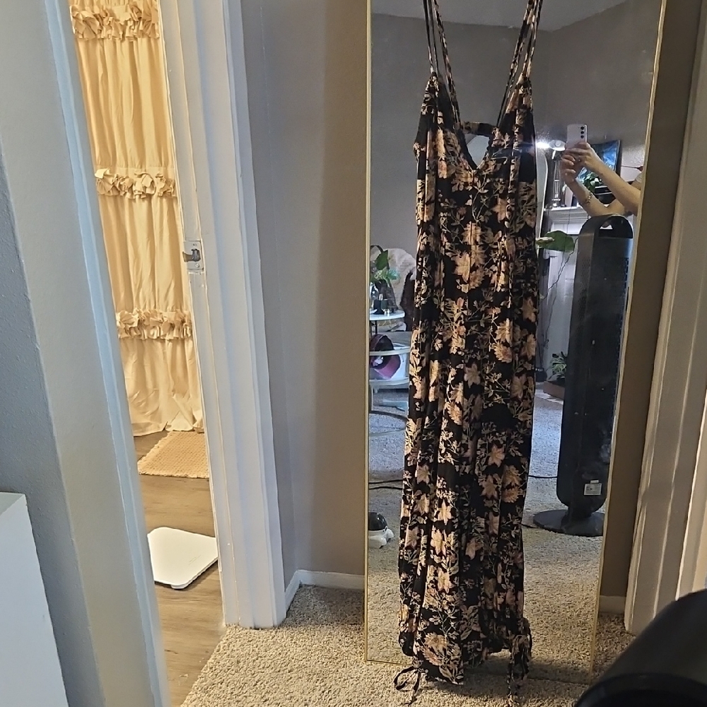 Floral Maxi Jumpsuit  with Spaghetti Straps